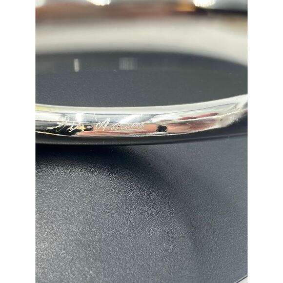 Ben-Amun Designer Handcrafted Large Silver Sculpted Polished Slip On Bangle - Picture 5 of 9